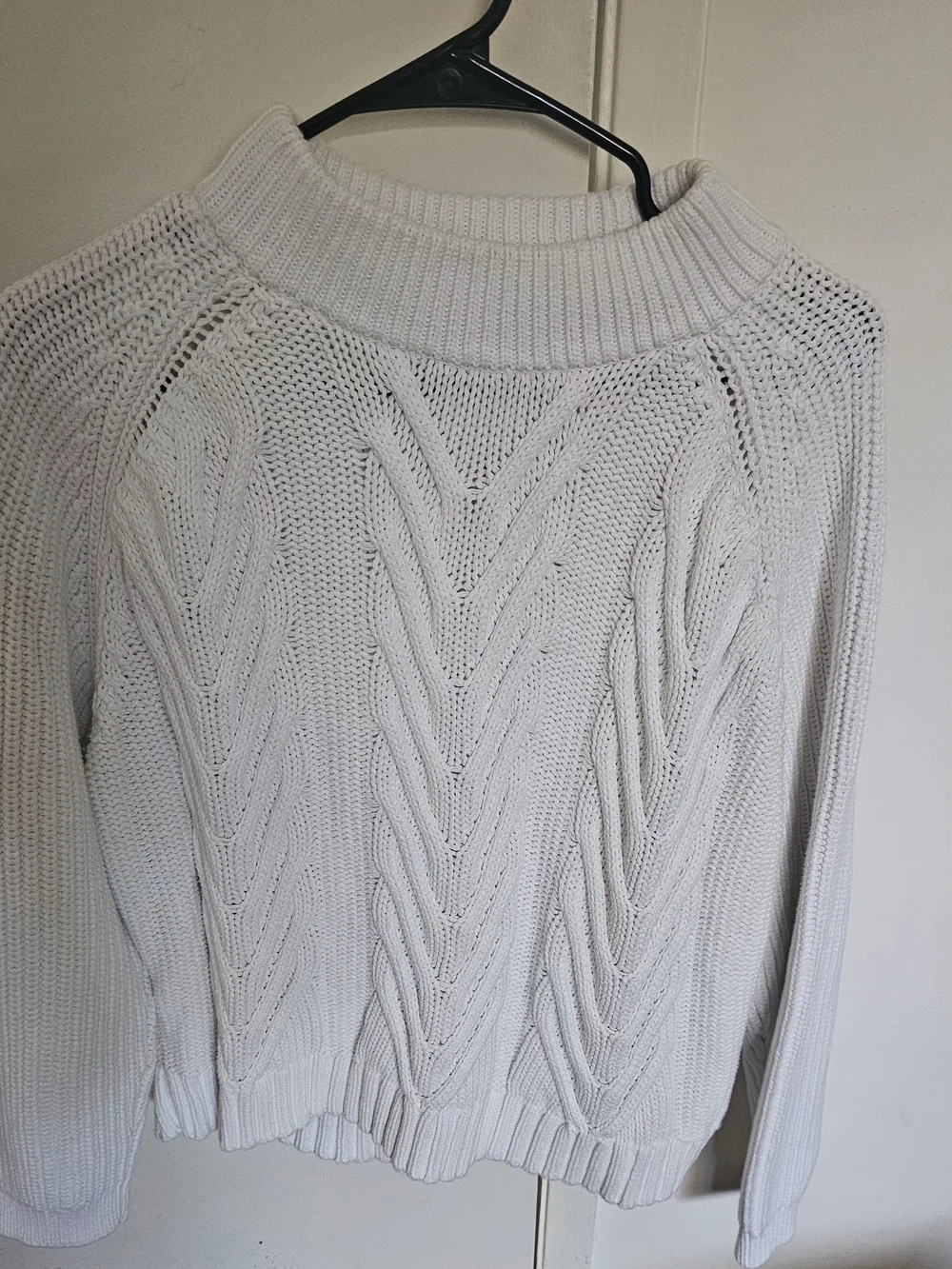 J. Crew White Cable Turtleneck Sweater